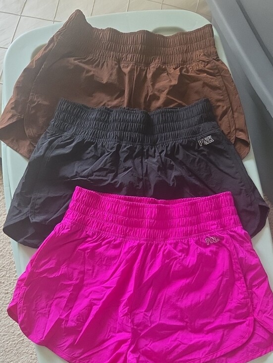 PINK Victoria's Secret Pants - PINK Logo Run Shorts Trio - Hot Pink, Black, Brown